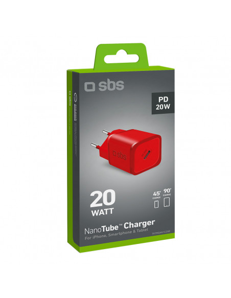 
GaN sieninis įkroviklis su maitinimo šaltiniu, 20 W – raudonas
