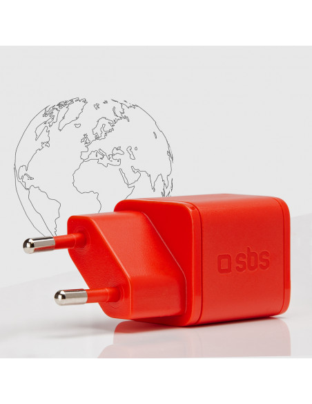 
GaN sieninis įkroviklis su maitinimo šaltiniu, 20 W – raudonas
