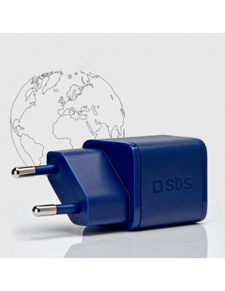 
GaN sieninis įkroviklis su maitinimo šaltiniu, 20 W – mėlynas
