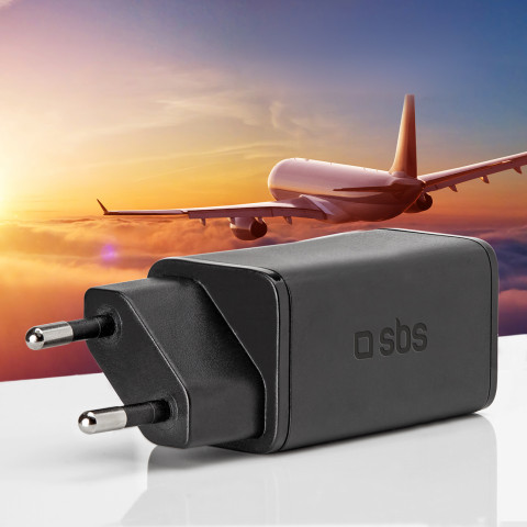 
„GaN“ sieninis įkroviklis su maitinimo šaltiniu 65 W – juodas
