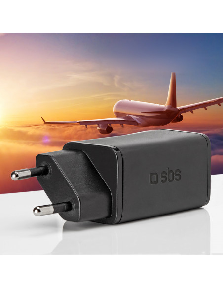 
„GaN“ sieninis įkroviklis su maitinimo šaltiniu 65 W – juodas
