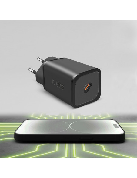 
„GaN“ sieninis įkroviklis su maitinimo šaltiniu 65 W – juodas
