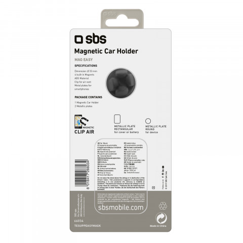 
Magnetinis automobilinis išmaniųjų telefonų laikiklis, 33 mm skersmens, skirtas oro išleidimo angai - juodas
