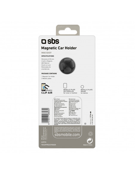 
Magnetinis automobilinis išmaniųjų telefonų laikiklis, 33 mm skersmens, skirtas oro išleidimo angai - juodas
