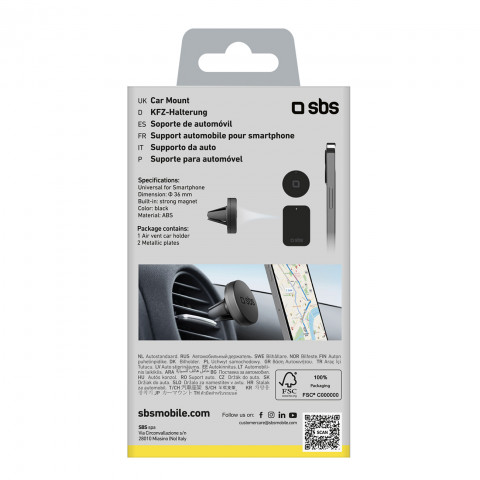 
Magnetinis automobilinis išmaniųjų telefonų laikiklis, 40 mm skersmens, skirtas oro išleidimo angai - juodas
