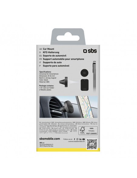 
Magnetinis automobilinis išmaniųjų telefonų laikiklis, 40 mm skersmens, skirtas oro išleidimo angai - juodas
