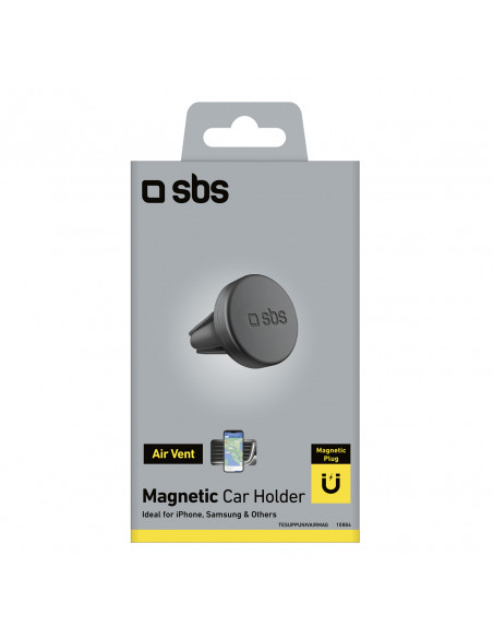 
Magnetinis automobilinis išmaniųjų telefonų laikiklis, 40 mm skersmens, skirtas oro išleidimo angai - juodas
