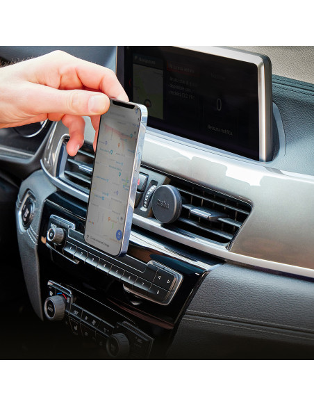 
Magnetinis automobilinis išmaniųjų telefonų laikiklis, 40 mm skersmens, skirtas oro išleidimo angai - juodas
