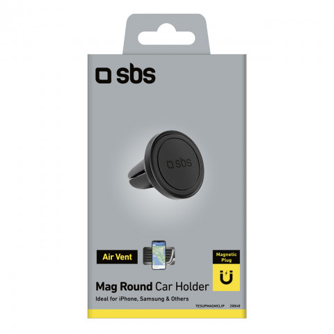 
Magnetinis automobilinis išmaniųjų telefonų laikiklis, 40 mm skersmens, skirtas oro išleidimo angai - juodas
