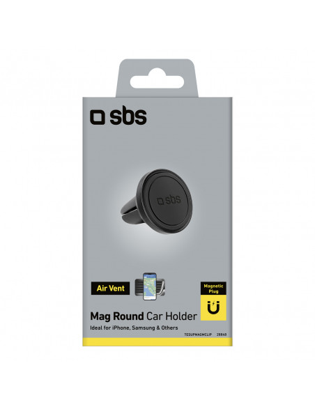 
Magnetinis automobilinis išmaniųjų telefonų laikiklis, 40 mm skersmens, skirtas oro išleidimo angai - juodas
