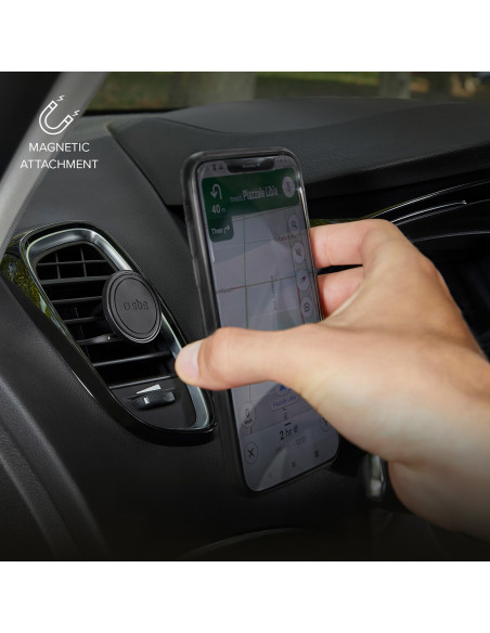 
Magnetinis automobilinis išmaniųjų telefonų laikiklis, 40 mm skersmens, skirtas oro išleidimo angai - juodas
