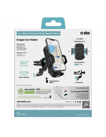 
Sustiprintas automobilio išmaniojo telefono laikiklis oro išleidimo angai – juodas
