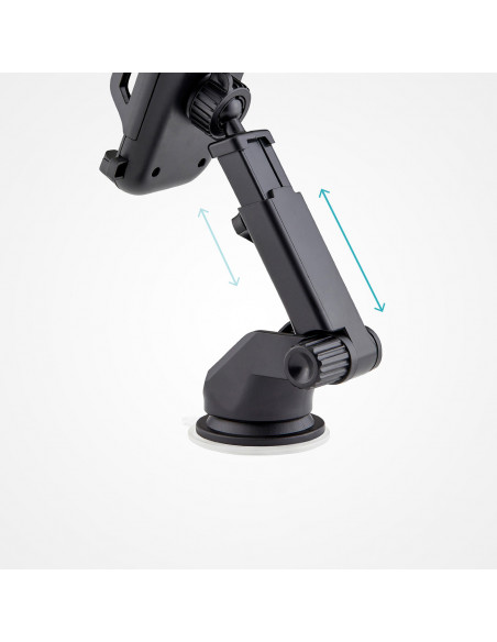 
Teleskopinis automobilio išmaniojo telefono laikiklis su siurbtuku – juodas
