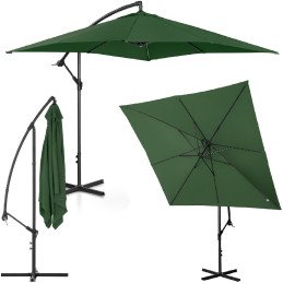 Sodo skėtis ant kvadratinio stulpo 250 x 250 cm žalias