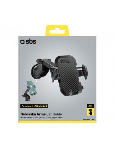 
Teleskopinis automobilio išmaniojo telefono laikiklis su siurbtuku – juodas
