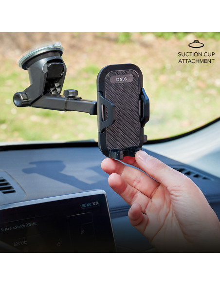 
Teleskopinis automobilio išmaniojo telefono laikiklis su siurbtuku – juodas
