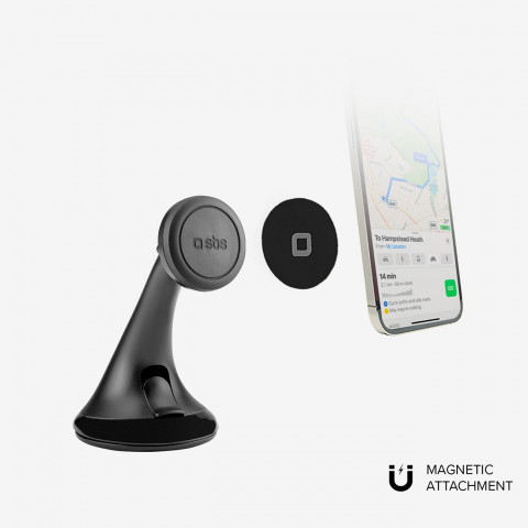 
„MagSafe“ magnetinis išmaniojo telefono laikiklis prietaisų skydeliui ir priekiniam stiklui – juodas
