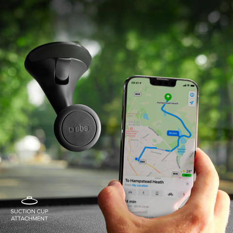 
„MagSafe“ magnetinis išmaniojo telefono laikiklis prietaisų skydeliui ir priekiniam stiklui – juodas
