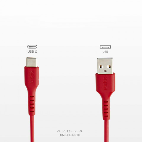 
USB-A - USB-C laidas 1,5 m - raudonas
