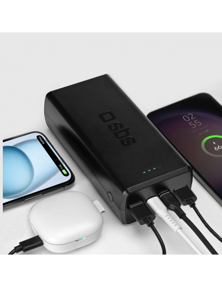 
Nešiojamoji baterija 30000 mAh USB-C USB-A - juoda
