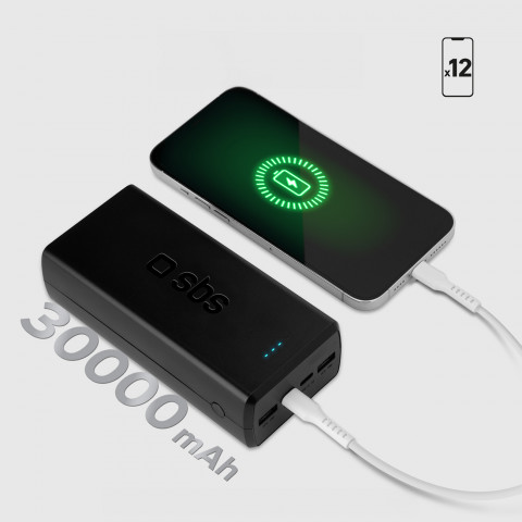 
Nešiojamoji baterija 30000 mAh USB-C USB-A - juoda

