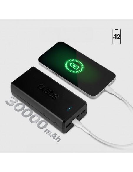 
Nešiojamoji baterija 30000 mAh USB-C USB-A - juoda
