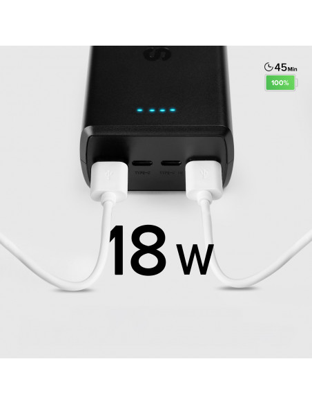 
Nešiojamoji baterija 30000 mAh USB-C USB-A - juoda
