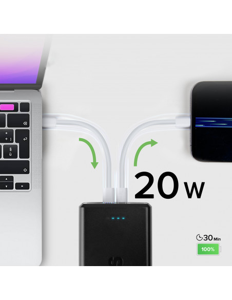 
Nešiojamoji baterija 30000 mAh USB-C USB-A - juoda
