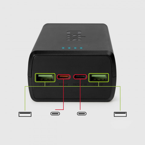 
Nešiojamoji baterija 30000 mAh USB-C USB-A - juoda
