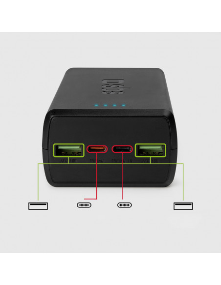 
Nešiojamoji baterija 30000 mAh USB-C USB-A - juoda
