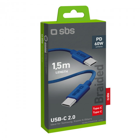 
USB-C pintas kabelis - USB-C 60W 1.5m - mėlynas
