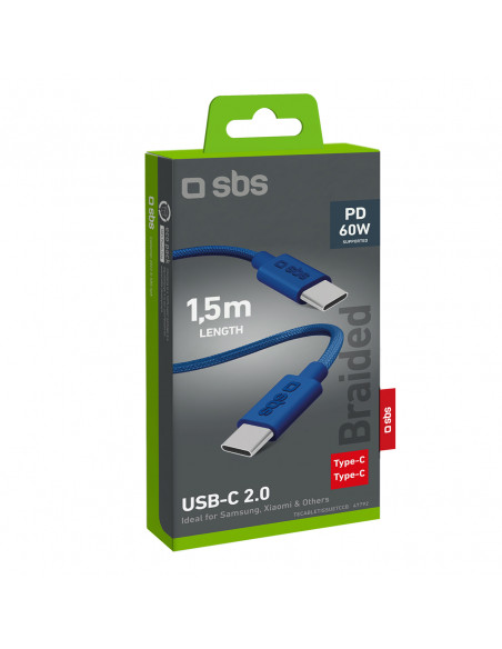 
USB-C pintas kabelis - USB-C 60W 1.5m - mėlynas
