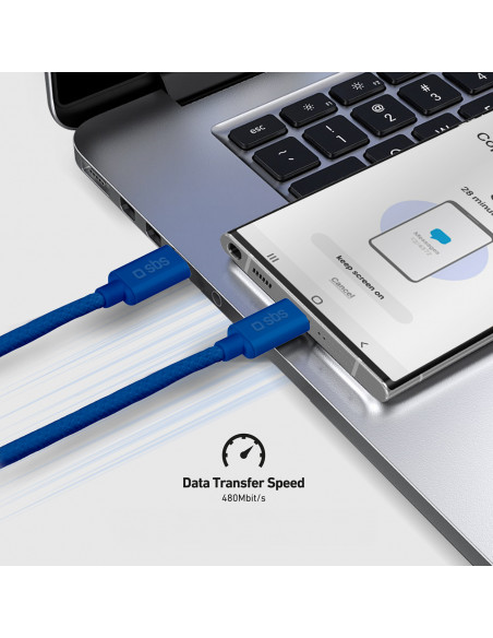 
USB-C pintas kabelis - USB-C 60W 1.5m - mėlynas
