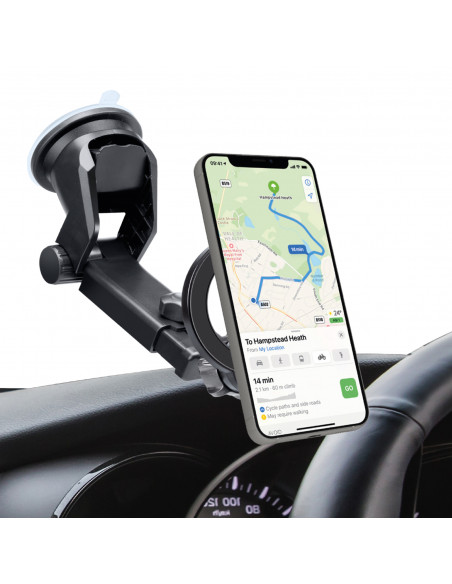 
„MagSafe“ automobilinis išmaniojo telefono laikiklis, skirtas prietaisų skydeliui arba priekiniam stiklui – juodas
