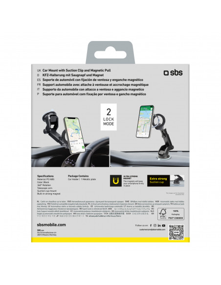 
„MagSafe“ automobilinis išmaniojo telefono laikiklis, skirtas prietaisų skydeliui arba priekiniam stiklui – juodas
