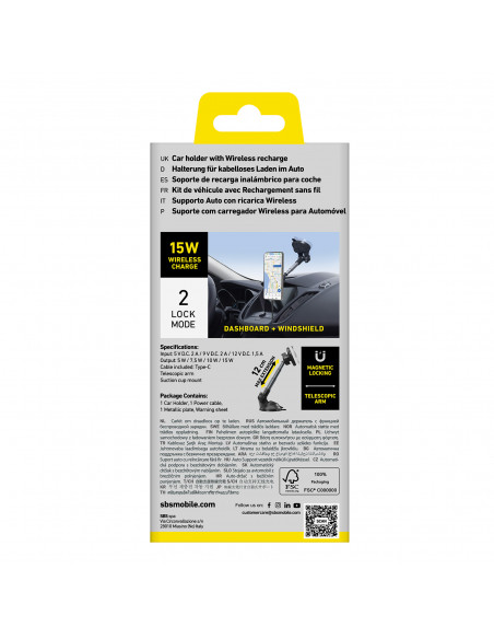 
Teleskopinis automobilinis išmaniojo telefono laikiklis su „MagSafe“ indukciniu įkrovikliu – juodas

