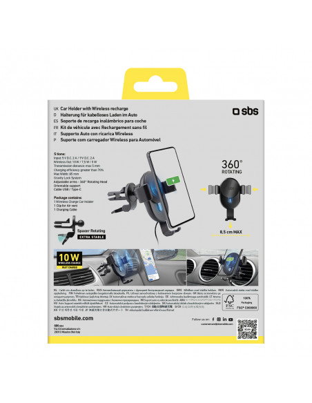 
Išmaniojo telefono laikiklis automobiliui su 10 W indukciniu įkrovikliu – juodas
