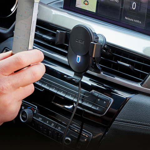 
Išmaniojo telefono laikiklis automobiliui su 10 W indukciniu įkrovikliu – juodas
