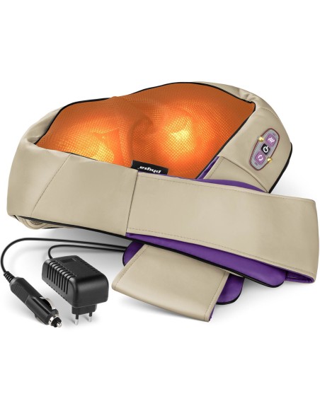 Kaklo, pečių, nugaros masažuoklis su šildymu 12V/230V smėlio spalvos Kaklo, pečių, nugaros masažuoklis su šildymu 12V/230V smėlio spalvos