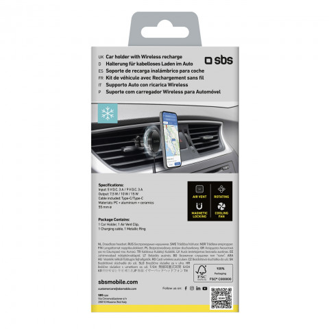 
Automobilinis išmaniojo telefono laikiklis su indukciniu įkrovikliu aušinimo grotelėms - juodas
