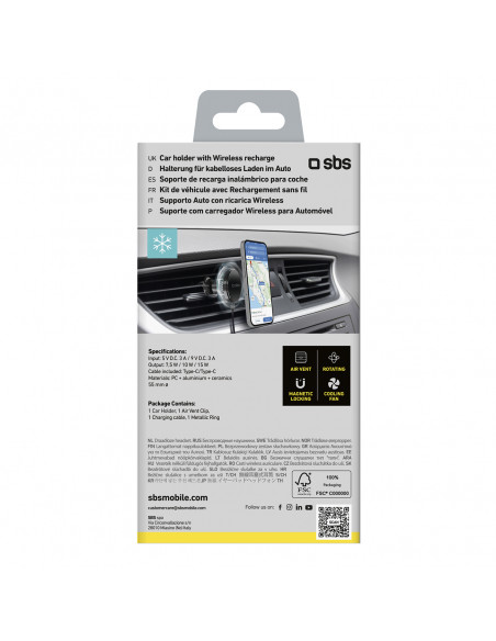 
Automobilinis išmaniojo telefono laikiklis su indukciniu įkrovikliu aušinimo grotelėms - juodas
