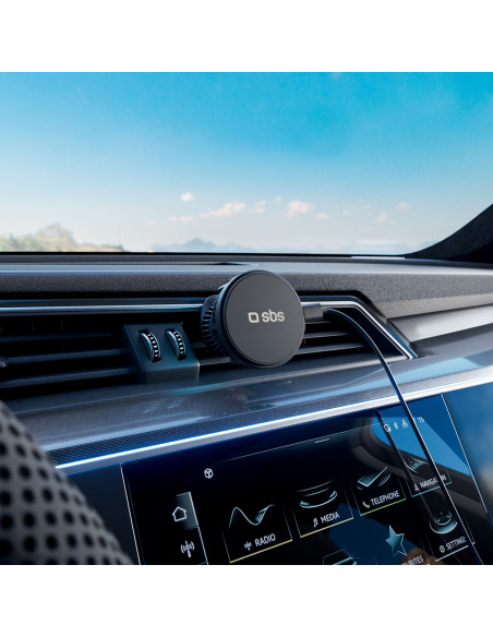 
Automobilinis išmaniojo telefono laikiklis su indukciniu įkrovikliu aušinimo grotelėms - juodas
