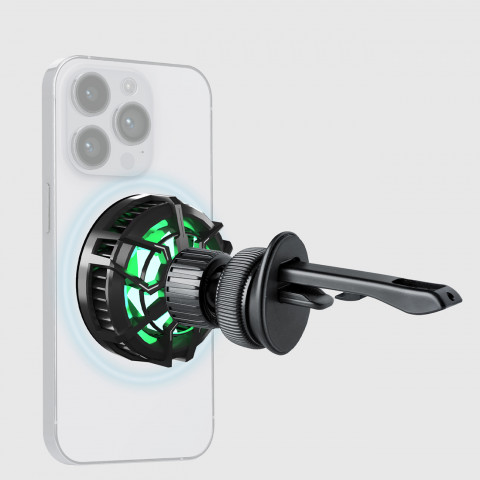 
Automobilinis išmaniojo telefono laikiklis su indukciniu įkrovikliu aušinimo grotelėms - juodas
