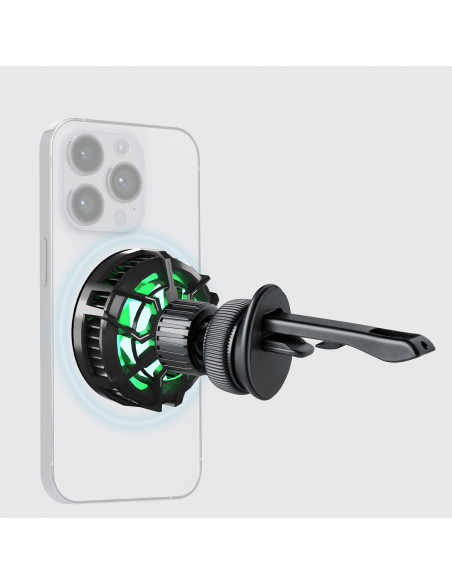 
Automobilinis išmaniojo telefono laikiklis su indukciniu įkrovikliu aušinimo grotelėms - juodas
