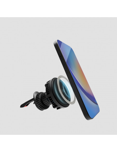 
Automobilinis išmaniojo telefono laikiklis su indukciniu įkrovikliu aušinimo grotelėms - juodas
