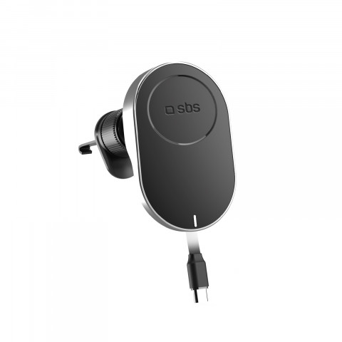 
Išmaniojo telefono laikiklis su belaidžiu įkrovikliu ir ištraukiamu „MagSafe“ laidu – juodas
