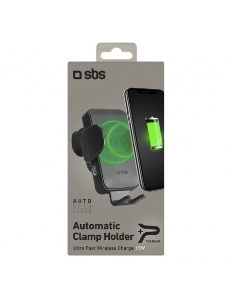 
Automobilinis išmaniojo telefono laikiklis su belaidžiu įkrovikliu, skirtas oro išleidimo angai – juodas
