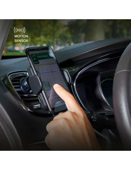 
Automobilinis išmaniojo telefono laikiklis su belaidžiu įkrovikliu, skirtas oro išleidimo angai – juodas
