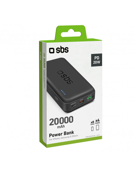 
Nešiojamoji baterija 20000 mAh PD USB-C USB-A Micro USB 20W – juoda
