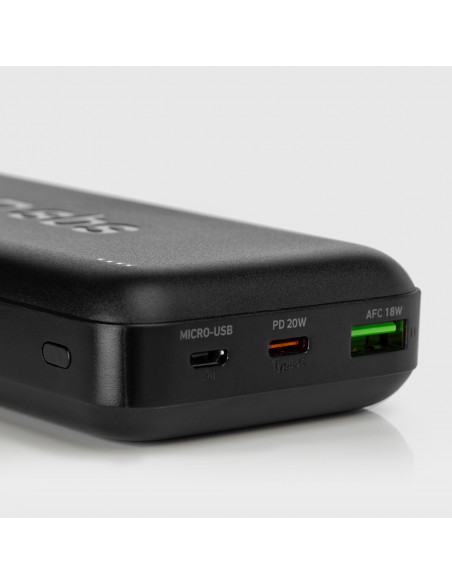 
Nešiojamoji baterija 20000 mAh PD USB-C USB-A Micro USB 20W – juoda
